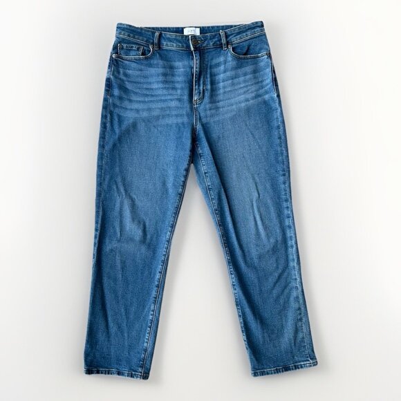 LOFT Outlet Curvy High-Rise Straight Leg Jeans Cropped Blue Women's Size 10 - Picture 1 of 7